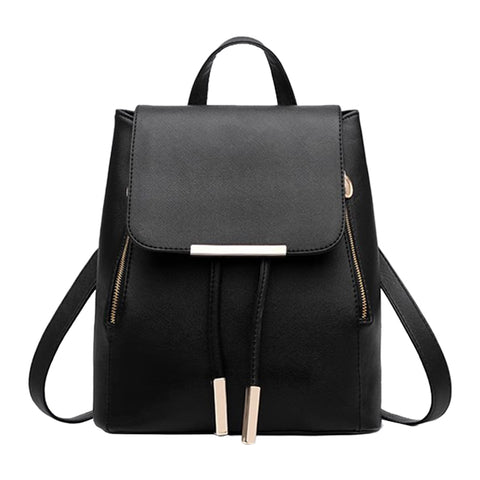 Black PU Leather Backpack, JW0021