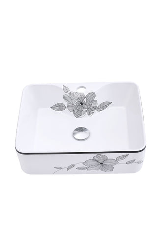 Elegant Flower Bathroom Vessel Sink, DM0664