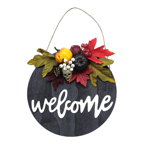 Livingandhome Halloween Welcome Sign Wreath Home Decoration, SW0582