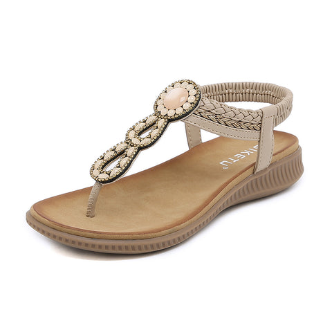 Boho Casual Rhinestone Beach Sandals, JW0110