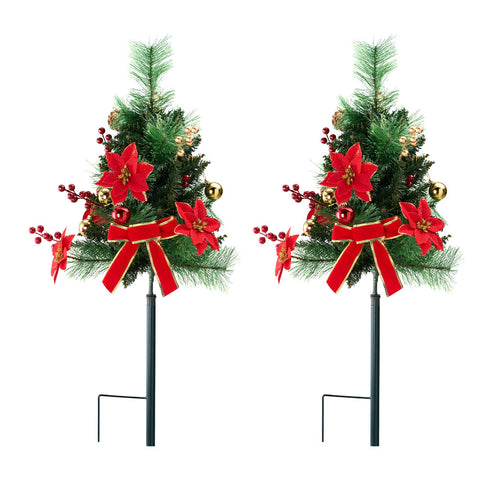2 Pcs Artificial Christmas Tree Urn Filler Planter Decorations with Lights, IF070061