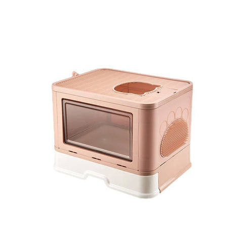 Enclosed Folding Plastic Cat Litter Box with Scoop, WM0177