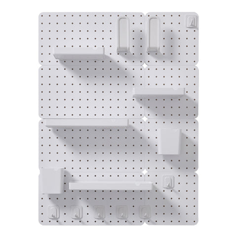 Livingandhome White Pegboard Wall Storage Rack, WZ0091