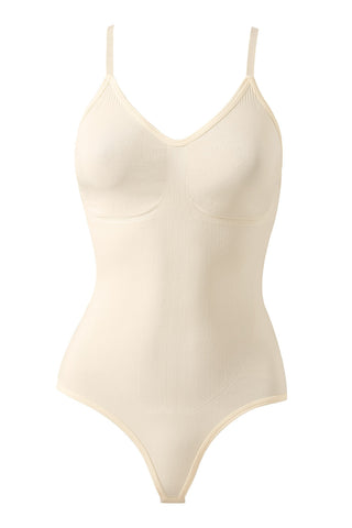 XXL-size Nude Tummy Control Seamless Racerback Sculpting Shapewear Bodysuit Top, WO0267