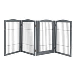 Livingandhome Grey 4-Panel Wooden Folding Pet Playpen, FI0560