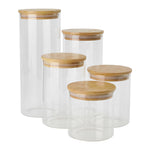 Set of 5 Glass Jars Storage Container With Bamboo Lid, CT0421 (Ver.2)