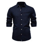 Linen Breathable Turn Down Collar Long Sleeve Shirt, CC290460