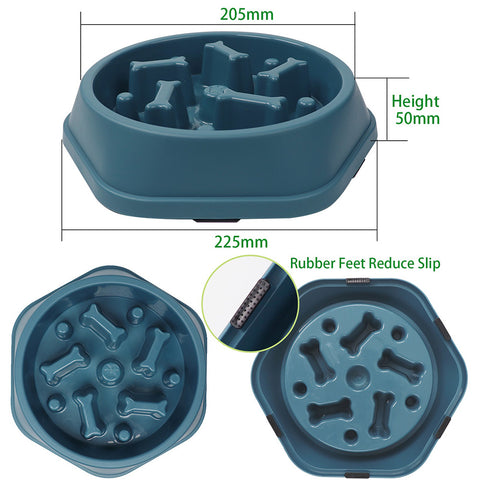 Blue Bone Shape Plastic Slow Feeder 22.5x20.5x5cm, AJ1024