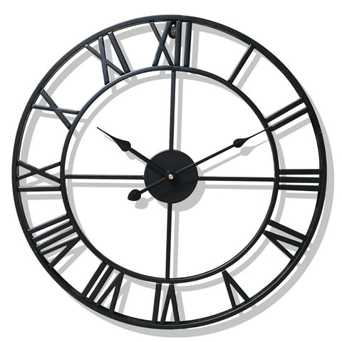 Schwarze Wanduhr mit römischen Ziffern aus Eisen, HF070514 (DE)