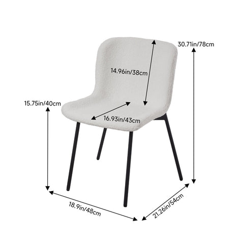 2Pcs Teddy Fleece Upholstered Dining Chair, ZH1712