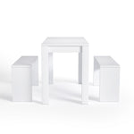 3-teiliges Platzsparendes Esszimmer-Set mit Tisch und Bänken in Weiß, FD050002 (DE)
