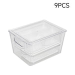 Set of 9 Stackable Clear Fridge Organisers Storage Boxes, HS320066
