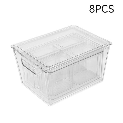 Set of 8 Stackable Clear Fridge Organisers Storage Boxes, HS320065