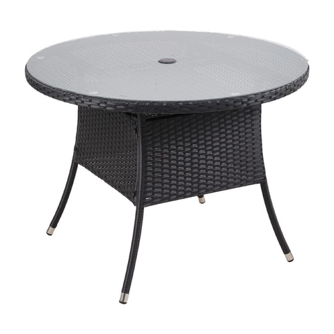 Garden Rattan Tempered Glass Top Round Table with Parasol Hole, LG1785 (Ver.2)