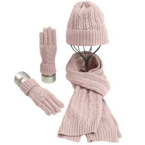 3 in 1 Winter Knitted Hat Scarf Gloves Set, HF0584