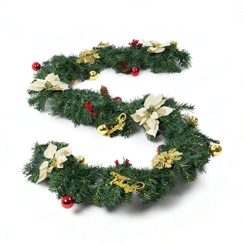 2.7m Pre-lit Artificial Christmas Garland Decorations, IF070153