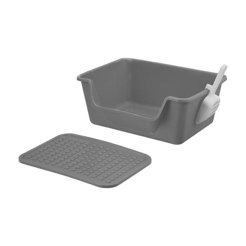 Open Top Cat Litter Box with Cat Litter Mat, CT1323 (Ver.2)