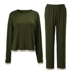 Long Sleeve Top and Wide Leg Pants Loungewear Set, WO0706