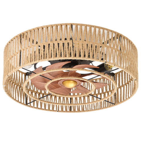 Rattan Ceiling Fan Light with Remote Control, LI210036 (Ver.2)