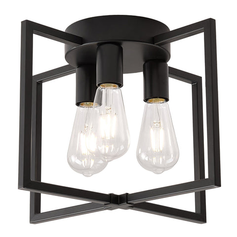 Black 3-Light Ceiling Light with E27 Bulb Base, LI210040 (Ver.2)
