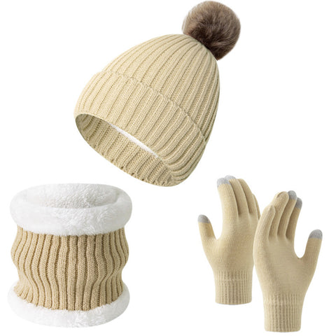 3 in 1 Winter Knitted Hat Scarf Gloves Set, CA060031