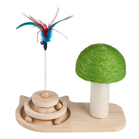 Mushroom-Shaped Cat Scratching Post with Toy Balls & Feather, PT080008 (Ver.2)
