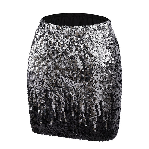 Sexy Shiny High-Waisted Sequin Mini Skirt, CC060582