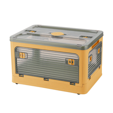 Livingandhome Transparent Folding Storage Box with Wheels, WH1247