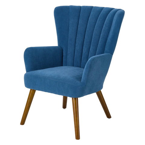 Velvet Upholstered Accent Chair Armchair with Wood Legs, FL050149