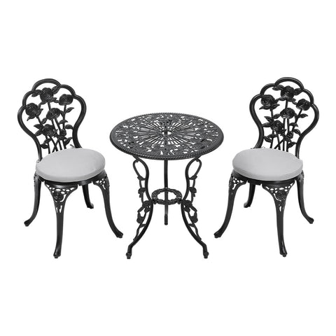 Livingandhome 3pcs Cast Aluminum Outdoor Bistro Dining Set, AI1286