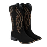 PU Leather Fashionable Western-Style Mid-Calf Boots, CS300614