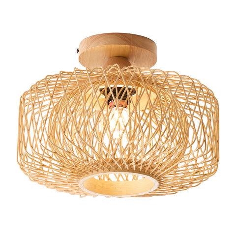 E27 Bamboo-woven Ceiling Light Fixture, FQ0069 (Ver.2)