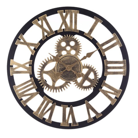 Goldene Wanduhr in Industrie-Stil aus MDF, HF070512 (DE)