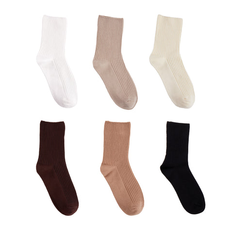 6 Pairs Cotton Crew Socks, WO0587