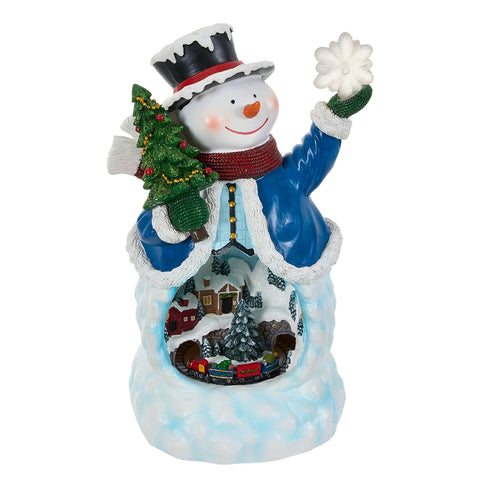 Christmas Snowman Music Box Ornament with Lights, IF540161 (Ver.2)