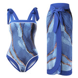Tummy Control Swimsuit with Cover Up Skirt, CC061628
