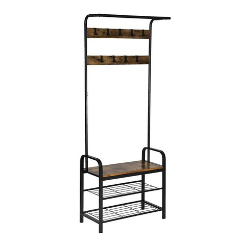 Freestanding Wooden Metal Coat Shoe Rack, HO0036
