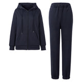 2-Piece Long Sleeve Zip-Up Hooded Fleece Tracksuit Loungewear Set, CC062349