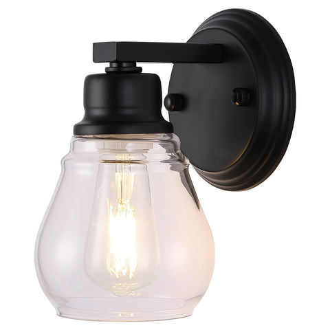 Livingandhome Matte Black 1-Light Bathroom Vanity Sconce, FI0689
