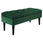 Livingandhome Green Buttoned Velvet Storage Bench, ZH1327