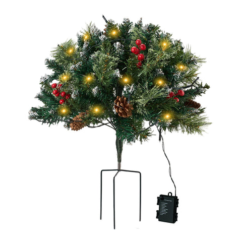 2pcs Artificial Pre-Lit Christmas Planter Bushes Decorations, IF070181 (Ver.2)