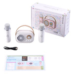 Portable Retro bluetooth Karaoke Speaker with Two Wireless Microphones, DF380002