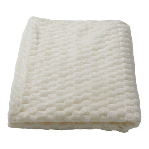Beige Polyester Throw Blanket, HT070310