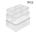 Set of 7 Stackable Clear Fridge Organisers Storage Boxes, HS320058