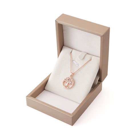 Round Tree Pendant Necklace in Copper with Cubic Zirconia Accents, CA290069 (Ver.2)