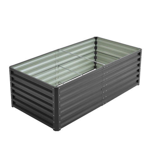 Livingandhome Charcoal Black Metal Rectangular Raised Garden Bed, PM1363