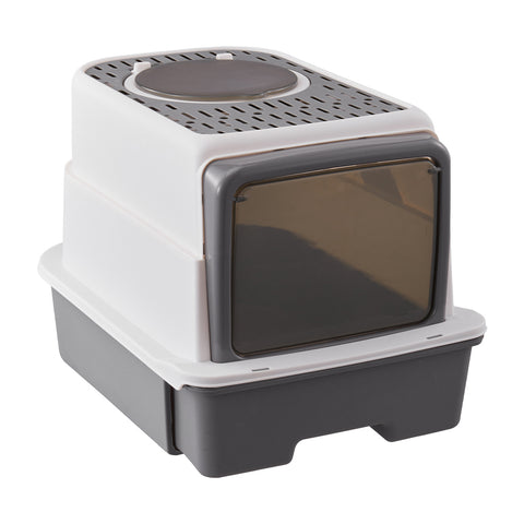 Large Hooded Top Entry Cat Litter Box with Scoop, CT1310(Ver.2)
