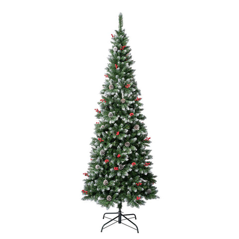 6FT/1.8M Snow Flocked Christmas Tree with Foldable Metal Stand, IF070030