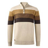 Casual Colour-Block Quarter-Zip Mock Neck Knitted Pullover Jumper, CC291361