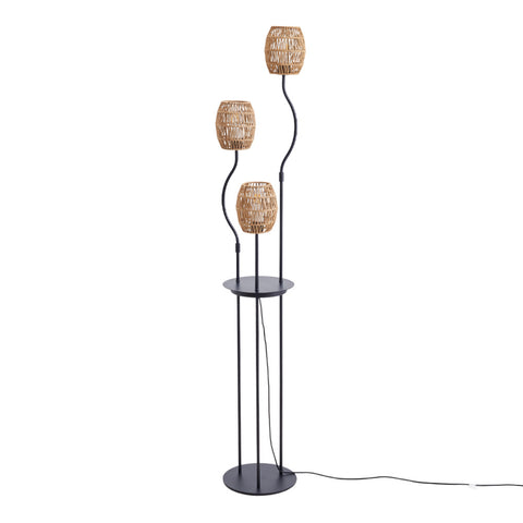 3-Light Braid Lampshade E27 Tray Table Floor Lamp, FI1132